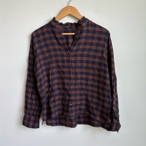 Rails Andie Plaid Navy Olive Fuschia Top Size XS - Picture 5 of 6